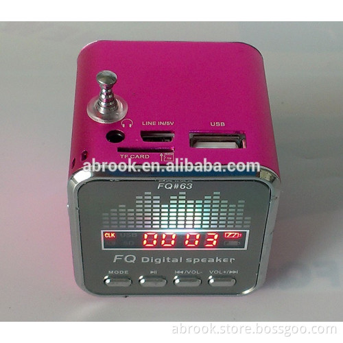 USB SD card fq mini cube speaker with Clock/Alarm Clock/Battery Display function